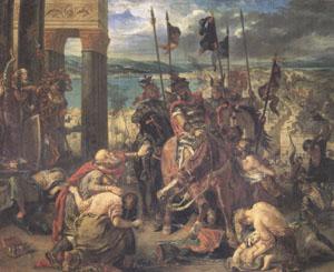 Eugene Delacroix Entry of the Crusaders into Constantinople on 12 April 1204 (mk05) Norge oil painting art